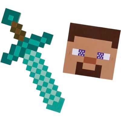 Disguise Steve Costume - Mask & Sword - Halloween & Carnival Disguise Steve Costume - Mask & Sword - Halloween & Carnival