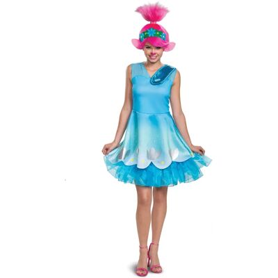 Kostym Queen Poppy från Trolls - Blå/Rosa, Storlek 6-8 - Kostymer Kostym Queen Poppy från Trolls - Blå/Rosa, Storlek 6-8 - Kostymer