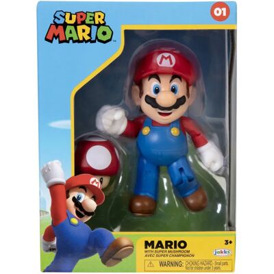 Figurine Mario Nintendo 10cm avec Super Champignon Figurine Mario Nintendo 10cm avec Super Champignon