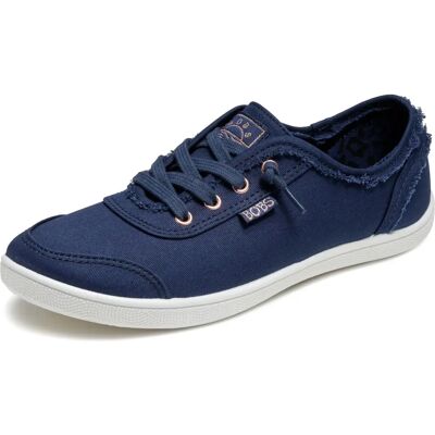 Skechers BOBS B Cute dam i navy canvas slip-on skor - Avslappnad komfort Skechers BOBS B Cute dam i navy canvas slip-on skor - Avslappnad komfort