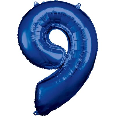 Amscan 9907292 Ballon en feuille d'aluminium Numéro 9 Bleu - Ballon Amscan 9907292 Ballon en feuille d'aluminium Numéro 9 Bleu - Ballon