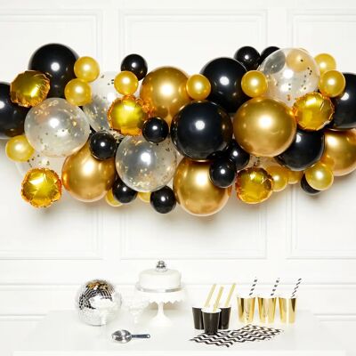 Amscan Schwarz Gold Ballonggirlande - Partydekoration Amscan Schwarz Gold Ballonggirlande - Partydekoration