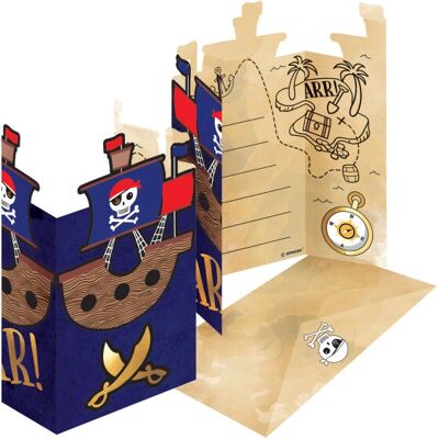 Amscan 9909920 Inviti Festa Pirata - Set di 8 Amscan 9909920 Inviti Festa Pirata - Set di 8
