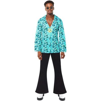 Amscan - Hippie Shirt Thomas - Turquoise - L - Shirt Amscan - Hippie Shirt Thomas - Turquoise - L - Shirt