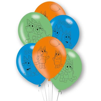 Latexové balonky Bluey - Sada 6 na dětské oslavy Latexové balonky Bluey - Sada 6 na dětské oslavy