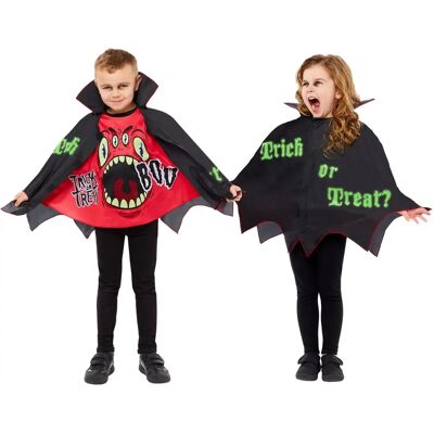 Mantella Trick or Treat 2in1 per Bambini - Nero-Rosso Halloween Mantella Trick or Treat 2in1 per Bambini - Nero-Rosso Halloween