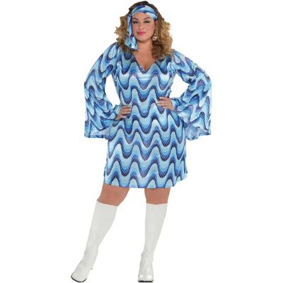 Vestito da Festa Blu 70s Amscan - Costume Vestito da Festa Blu 70s Amscan - Costume