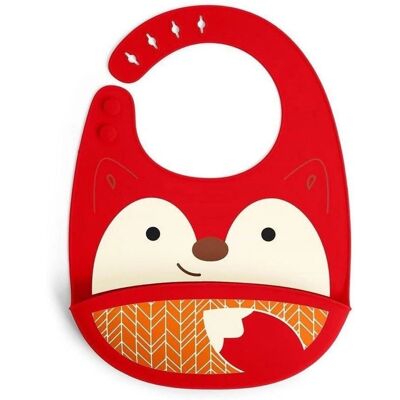 Babero de silicona plegable Skip Hop Zoo Zorro - Babero para bebé Babero de silicona plegable Skip Hop Zoo Zorro - Babero para bebé