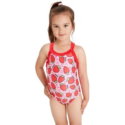Zoggs Ruffle Crossback Pink UV Swimsuit - Swimsuit Zoggs Ruffle Crossback Pink UV Swimsuit - Swimsuit