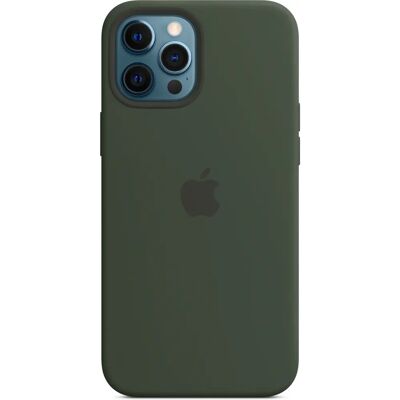 Coque en silicone Apple avec MagSafe (iPhone 12 Pro Max) - Vert Chypre - Publicité Coque en silicone Apple avec MagSafe (iPhone 12 Pro Max) - Vert Chypre - Publicité
