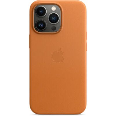 Apple iPhone 13 Pro Lederen Hoesje - Bruin, Goud - Mobiele Cover Apple iPhone 13 Pro Lederen Hoesje - Bruin, Goud - Mobiele Cover