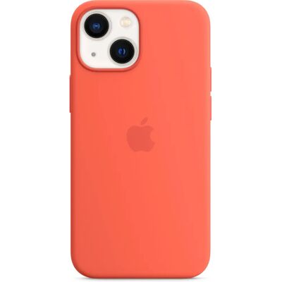 Apple iPhone 13 Mini Siliconen MagSafe Hoes - Oranje Apple iPhone 13 Mini Siliconen MagSafe Hoes - Oranje