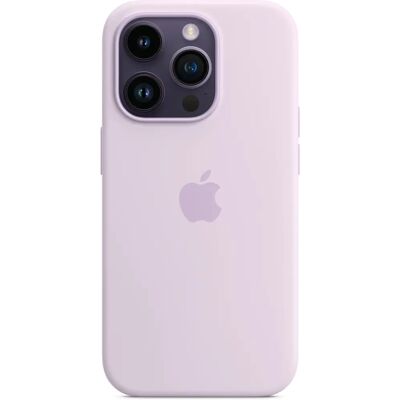 Coque en silicone Lilas avec MagSafe pour iPhone 14 Plus - Accessoire - Publicité Coque en silicone Lilas avec MagSafe pour iPhone 14 Plus - Accessoire - Publicité