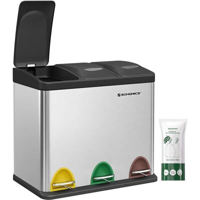 SONGMICS Roskakori - 3 osastoa - 24L - Metalli - Moderni SONGMICS Roskakori - 3 osastoa - 24L - Metalli - Moderni