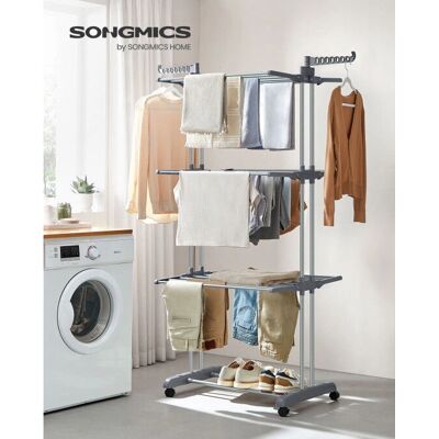 SONGMICS Wäscheständer - 4 Ebenen, Klappbare Flügel, Rollen SONGMICS Wäscheständer - 4 Ebenen, Klappbare Flügel, Rollen