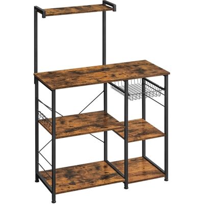 VASAGLE Keittiö hylly - Mikroaaltouuni teline trådikorilla ja koukuilla - 90x40x134 cm VASAGLE Keittiö hylly - Mikroaaltouuni teline trådikorilla ja koukuilla - 90x40x134 cm