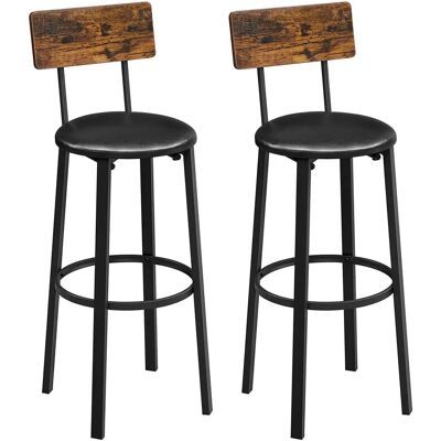 Vasagle Lot de 2 Tabourets de Cuisine 39x39x100cm Vintage Marron Vasagle Lot de 2 Tabourets de Cuisine 39x39x100cm Vintage Marron