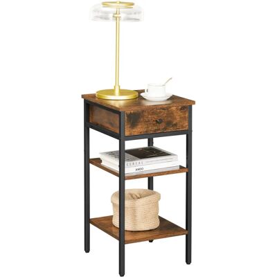 VASAGLE Nightstand - Rustic Brown & Black - Industrial Bedside Table VASAGLE Nightstand - Rustic Brown & Black - Industrial Bedside Table