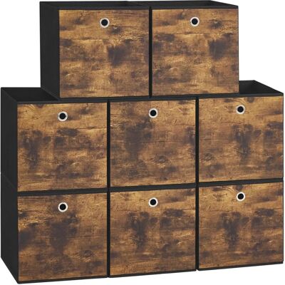 Boîtes de rangement SONGMICS - Lot de 6 - Marron Rustique & Noir Boîtes de rangement SONGMICS - Lot de 6 - Marron Rustique & Noir