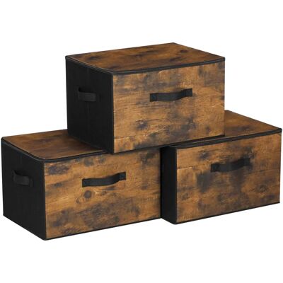 SONGMICS Rustikale braune und schwarze Aufbewahrungsboxen - Set aus 3 oder 6 SONGMICS Rustikale braune und schwarze Aufbewahrungsboxen - Set aus 3 oder 6