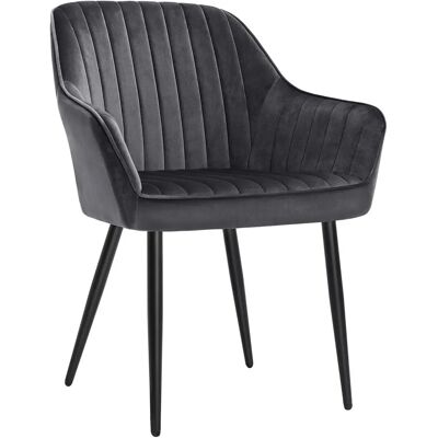 Scaun de dining din velur gri SONGMICS cu brațe - Scaun de dining Scaun de dining din velur gri SONGMICS cu brațe - Scaun de dining