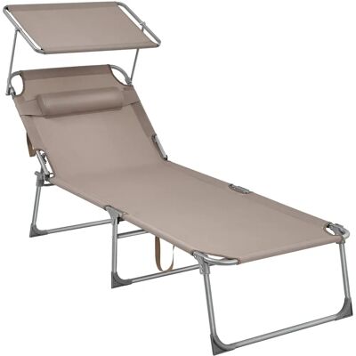 SONGMICS Taupe Klappbarer Sonnenliege - Sonnenliege SONGMICS Taupe Klappbarer Sonnenliege - Sonnenliege