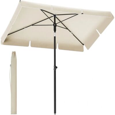 SONGMICS Beiger rechteckiger Balkonparasol UPF 50+ 2x1,25 m, verstellbar SONGMICS Beiger rechteckiger Balkonparasol UPF 50+ 2x1,25 m, verstellbar