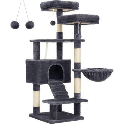 Feandrea Cat Tree Large Smoky Grey - Activity Center with Hammock & Pompoms Feandrea Cat Tree Large Smoky Grey - Activity Center with Hammock & Pompoms