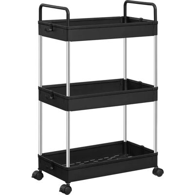 SONGMICS Black Plastic Storage Cart - 3 Tiers, 40x22x67cm SONGMICS Black Plastic Storage Cart - 3 Tiers, 40x22x67cm