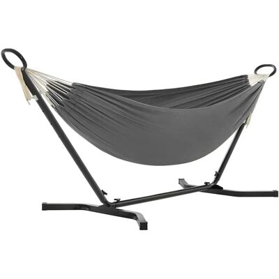 SONGMICS Graue Hängematte mit Gestell - 210x150cm, 5 Höhen, Tragbar SONGMICS Graue Hängematte mit Gestell - 210x150cm, 5 Höhen, Tragbar