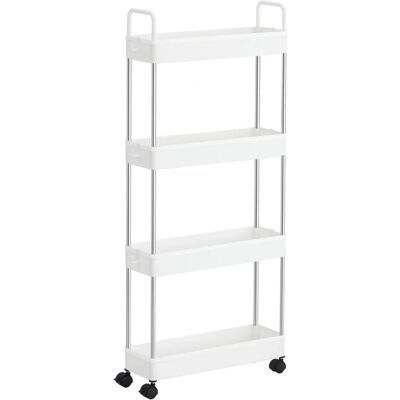 Chariot de rangement blanc étroit SONGMICS avec 4 paniers et poignée - Chariot de stockage - Publicité Chariot de rangement blanc étroit SONGMICS avec 4 paniers et poignée - Chariot de stockage - Publicité