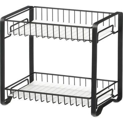 Raft de condimente din metal negru de 2 niveluri SONGMICS - Organizator de bucătărie și baie Raft de condimente din metal negru de 2 niveluri SONGMICS - Organizator de bucătărie și baie