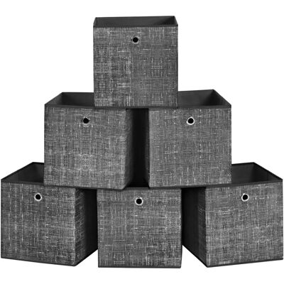 SONGMICS Schwarze Stoffaufbewahrungsboxen - 30x30x30cm - 6er Set SONGMICS Schwarze Stoffaufbewahrungsboxen - 30x30x30cm - 6er Set