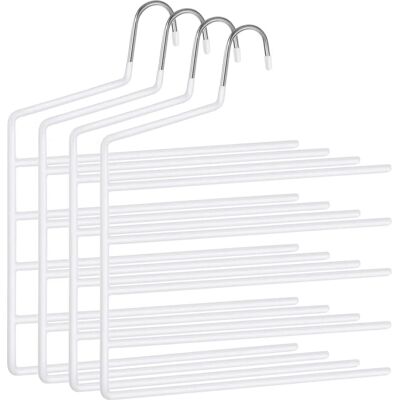 SONGMICS White Non-Slip Trouser Hangers - Space-Saving - Set of 4 SONGMICS White Non-Slip Trouser Hangers - Space-Saving - Set of 4