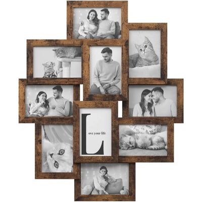 Home Decor Rustic Brown 10-Photo Collage Frame - Wall Mount Home Decor Rustic Brown 10-Photo Collage Frame - Wall Mount