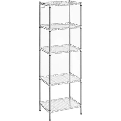 Scaffale in metallo argento SONGMICS - Regolabile per cucina con ganci Scaffale in metallo argento SONGMICS - Regolabile per cucina con ganci