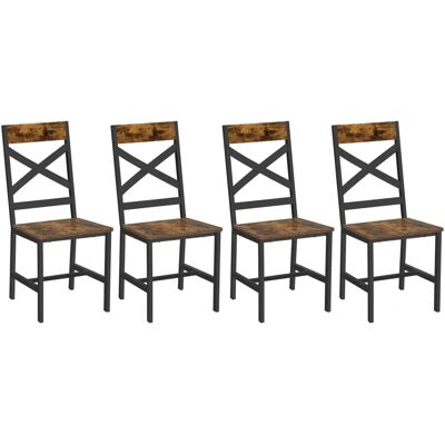 Chaises de Salle à Manger Industrielles VASAGLE - Set de 2, Structure en Acier, Marron Rustique et Noir Chaises de Salle à Manger Industrielles VASAGLE - Set de 2, Structure en Acier, Marron Rustique et Noir