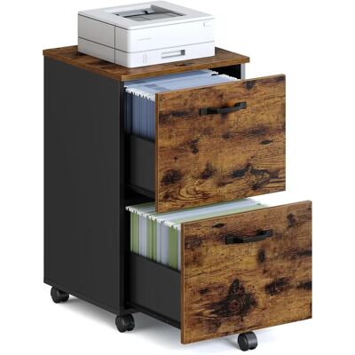 VASAGLE Rustic Brown Mobile Filing Cabinet - Filing Cabinet VASAGLE Rustic Brown Mobile Filing Cabinet - Filing Cabinet