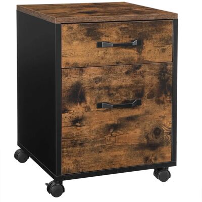 VASAGLE Rustic Brown 3-Drawer Mobile File Cabinet - File Cabinet VASAGLE Rustic Brown 3-Drawer Mobile File Cabinet - File Cabinet