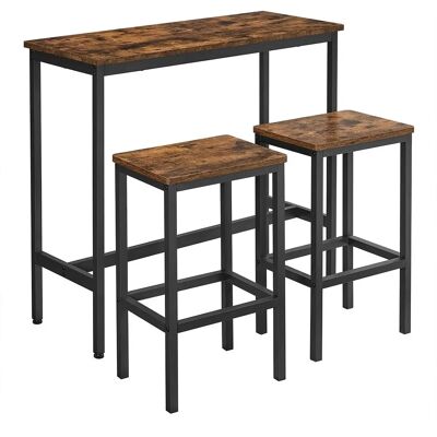 SONGMICS VASAGLE Bartafel Set - Industrieel Metaal, Bruin SONGMICS VASAGLE Bartafel Set - Industrieel Metaal, Bruin