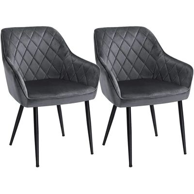 Sedia da Pranzo Grigia SONGMICS - Ampio Comfort, Velluto, Piedi in Metallo - 110kg Sedia da Pranzo Grigia SONGMICS - Ampio Comfort, Velluto, Piedi in Metallo - 110kg