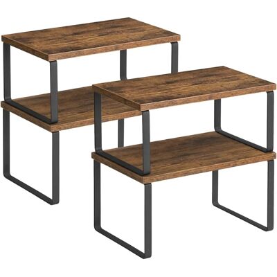 SONGMICS Set von 2 erweiterbare Küchen-Gewürzregale stapelbar - Küchensorte SONGMICS Set von 2 erweiterbare Küchen-Gewürzregale stapelbar - Küchensorte