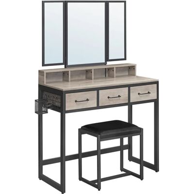 Vasagle Greige + Black Dressing Table with Tri-Fold Mirror & Storage Vasagle Greige + Black Dressing Table with Tri-Fold Mirror & Storage