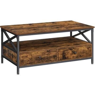 VASAGLE Rustikale Braune Industrielle Couchtisch mit Schubladen - Couchtisch VASAGLE Rustikale Braune Industrielle Couchtisch mit Schubladen - Couchtisch
