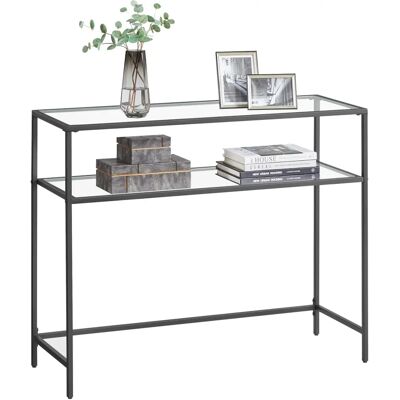 VASAGLE Černý Skleněný Konsole Stůl - Moderní Minimalistický Design VASAGLE Černý Skleněný Konsole Stůl - Moderní Minimalistický Design