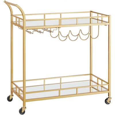 VASAGLE Goldfarbener Servierwagen mit Spiegelglasablagen - Servierwagen VASAGLE Goldfarbener Servierwagen mit Spiegelglasablagen - Servierwagen
