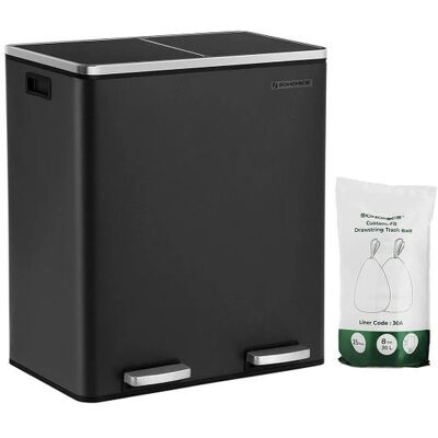 Songmics LTB60BK Trash Can - Dual Waste Bins, Black Songmics LTB60BK Trash Can - Dual Waste Bins, Black