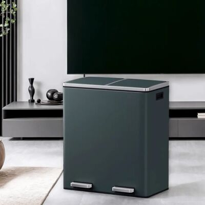 SONGMICS Dual Trash Rubbish Can - Grey SONGMICS Dual Trash Rubbish Can - Grey