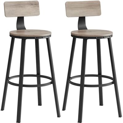 VASAGLE Set of 2 Greige Black Industrial Bar Stools - Bar Stool VASAGLE Set of 2 Greige Black Industrial Bar Stools - Bar Stool