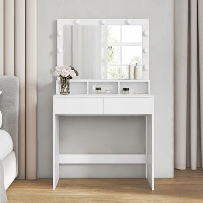 Vasagle Make-up Tafel met 9 LED-lampen en Spiegel - Vanity Table Vasagle Make-up Tafel met 9 LED-lampen en Spiegel - Vanity Table